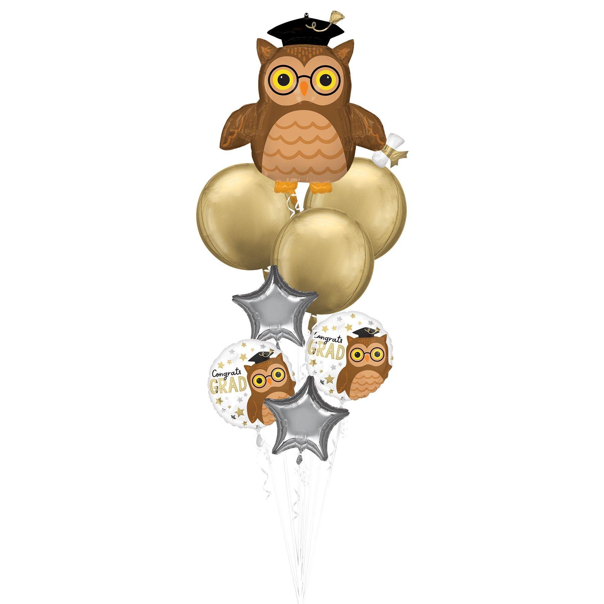Wise Owl Congrats Grad Foil Balloon Bouquet, 13pc, Premium